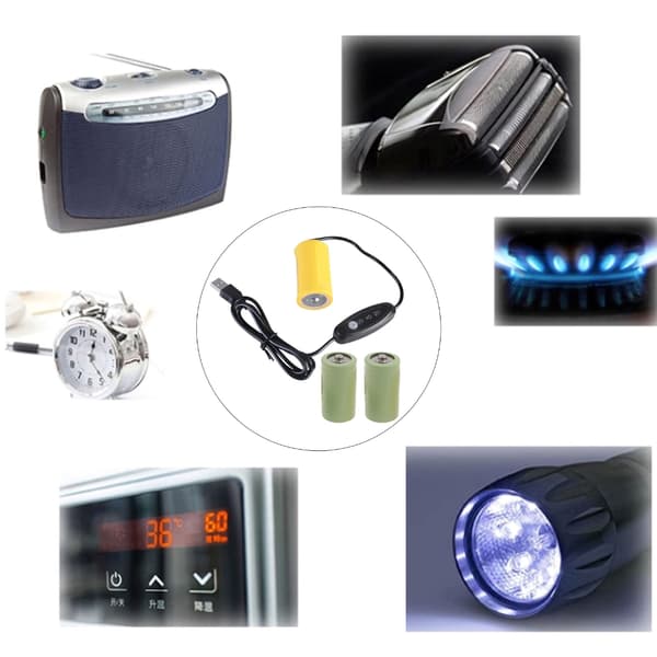 USB 5V 2A til 3V 4.5V 6V LR20 D Batterieliminator Kit USB Strømforsyningsomformere