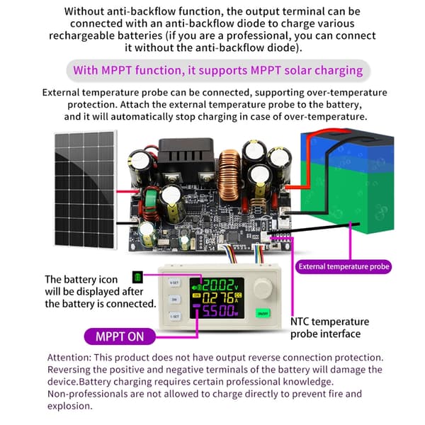 Precisionsjusterbar likströmsmodul, 125V/2000W, konstanta spänningar och ström för elektroniska projekt null - Complete set