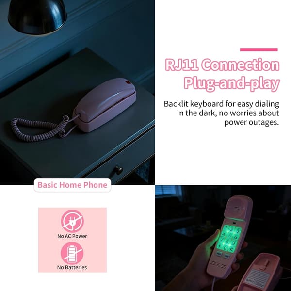 Standard Design Kablet Fasttelefon Store Opplyste Knapper Høy Lyd for Eldre Brukere Pink