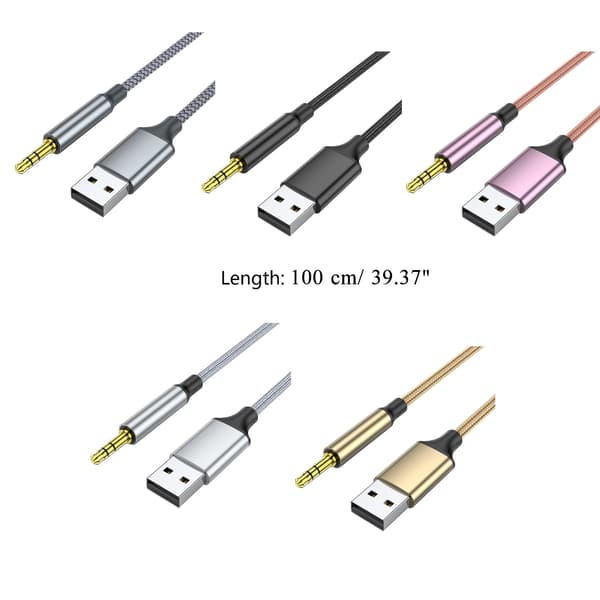 3,5 mm han AUX lydstik til USB han USB til Aux kabel USB lydkabeladapter Black