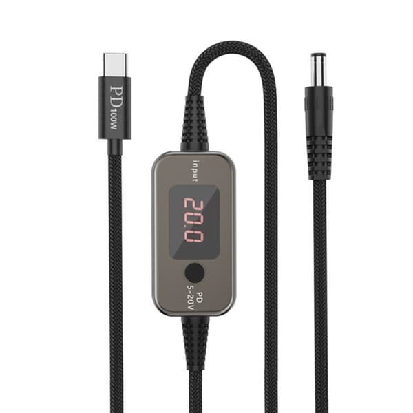 PD100W USB C til DC5525 Hurtigladekabel 5V 9V 12V 15V 20V 5A Justerbar Strøm