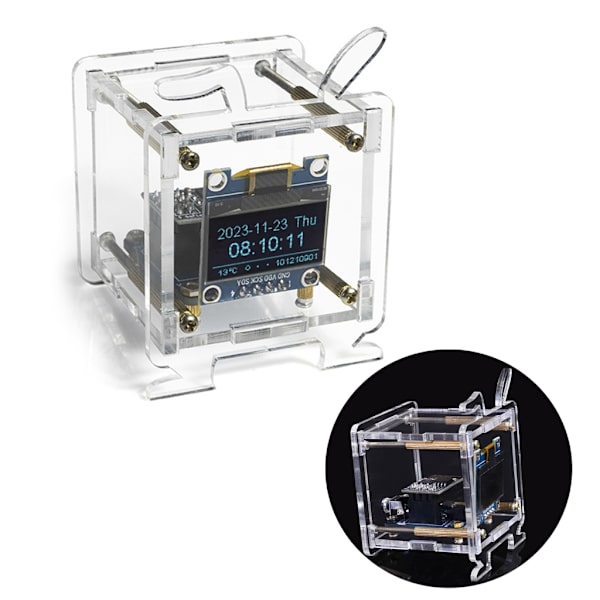 WiFi Klockmodul OLED Display DIY Tid Datum Temperatur Luftfuktighet Väderprognosindikator DC5V Klocka