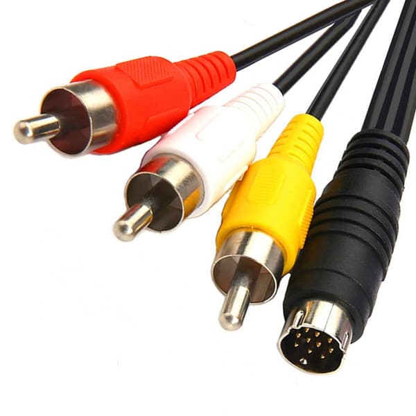 S-video kabel Mini DIN 10pin han til 3RCA videokabel 1,8m ledningsforbindelse til lyd- og videoenheder