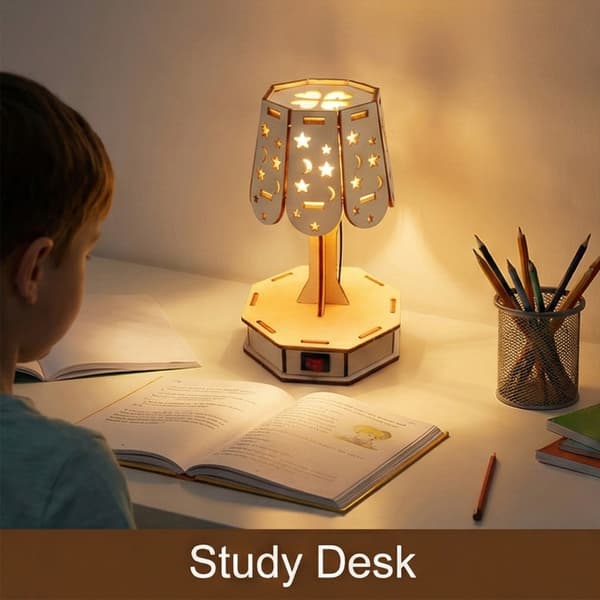 Pedagogisk kretslæring DIY trelampe vitenskapsleketøy regnbuelys for barn