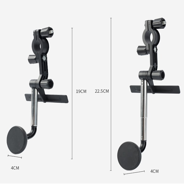Magnetisk telefonhållare för backspegel, kompatibel med olika mobiltelefonmodeller, justerbar, stöttålig, förhindrar fall Black Installation