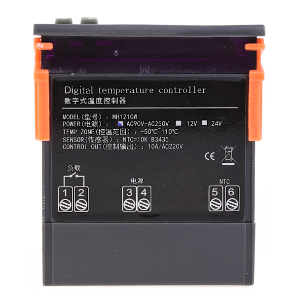 Digital LED Temperaturregulator Uppvärmning Celsius Termostat Reläer LED-utgång med NTC-givare Sonda AC 90-250V