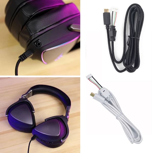 USB C Hovedtelefonkabelledning DIY Udskiftningsledning til ROG Delta/ Delta S Black