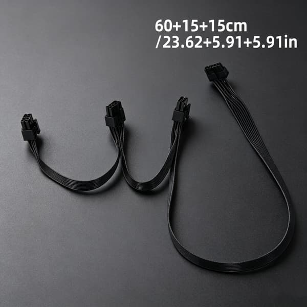 Højstrøms 12VHPWR til tre 8-bens adapterkabel til stabil GPU-strømforsyning i gaming-pc Black