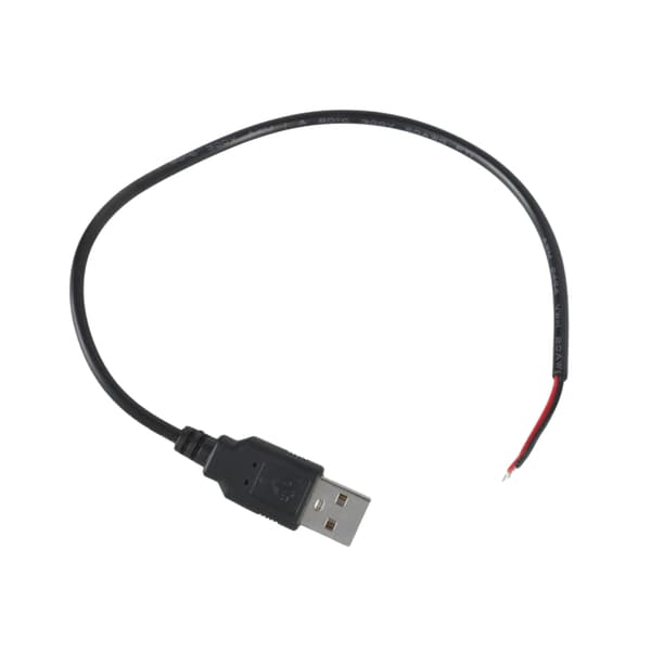 Rett USB til 2-pinners blank ledning åpen ende strømledning for DIY-elektronikk 1m