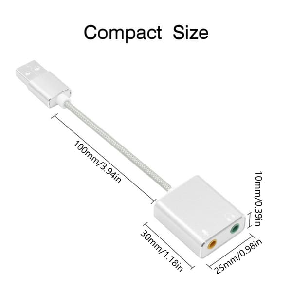 USB Lydkortadapter Ekstern Lydadapter Stereo Lydkort Konvertere 3,5 mm AUX Mikrofonkontakter for Bærbare Datamaskiner Stasjonære Black - USB