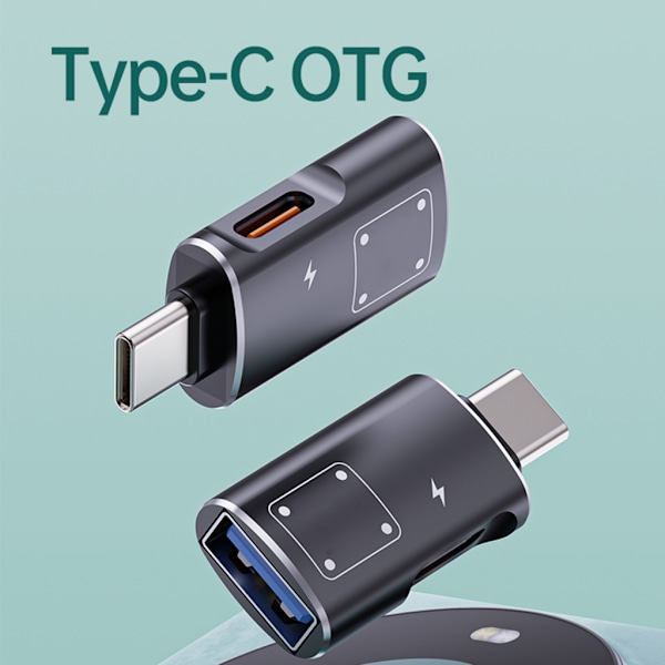 USB C & USB till USB A Adapter med 15W Laddningsport USB A Typ C Hona till USB C Hane OTG Adapter Dataöverföringsadapter Silver