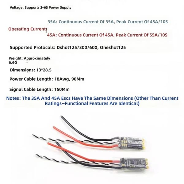 Holdbarhet ESC BLHeli_S35A/45A børsteløs hastighetsregulator for tilpasset flyging null - 45A