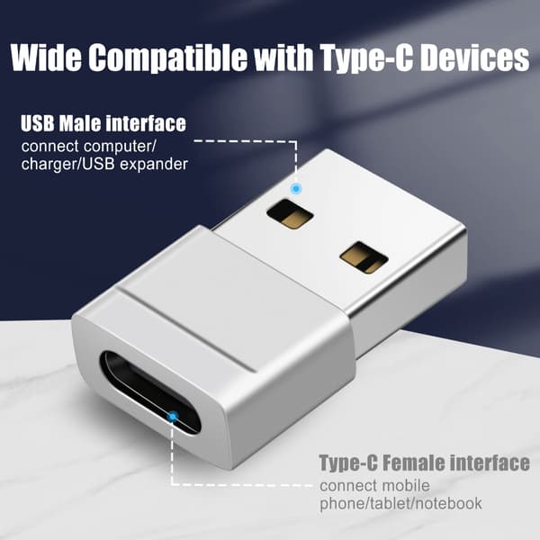 2 stk. USB A han til Type C hun adapterstik til alsidig enhedsbrug Grey