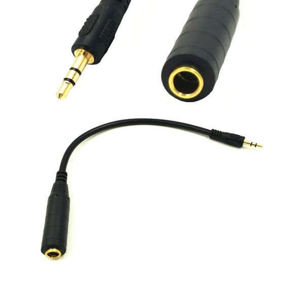 6,35 mm til 3,5 mm hun til han mono/stereo lydkabel forgyldt stik null - Mono