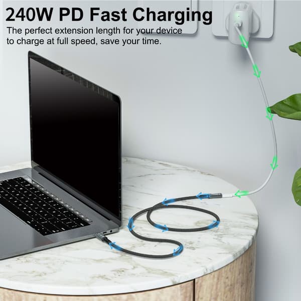 USB4.0-kabel 240W snabbladdande USB C-sladd 40 Gbps dataöverföring stöder 8K@60HZ skärmdatakabel för telefon