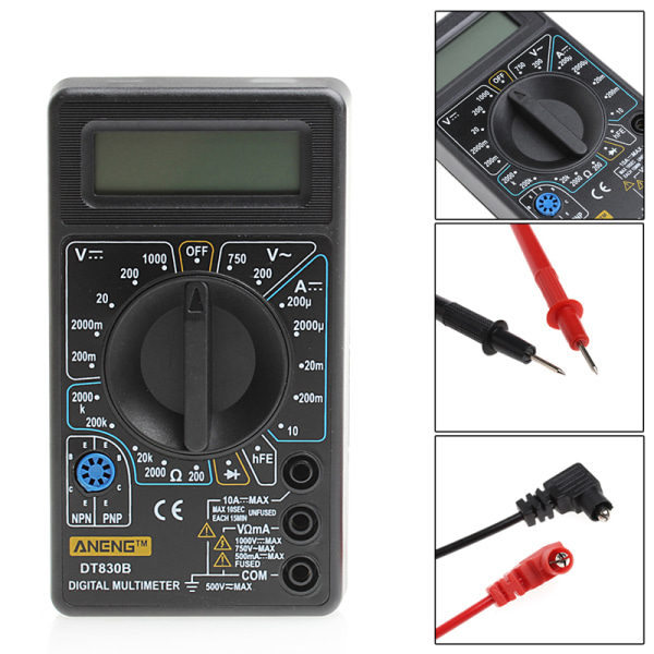 DT-830B Multimeter LCD Auto Range Digital Voltmeter Ohmmeter Volt Tester