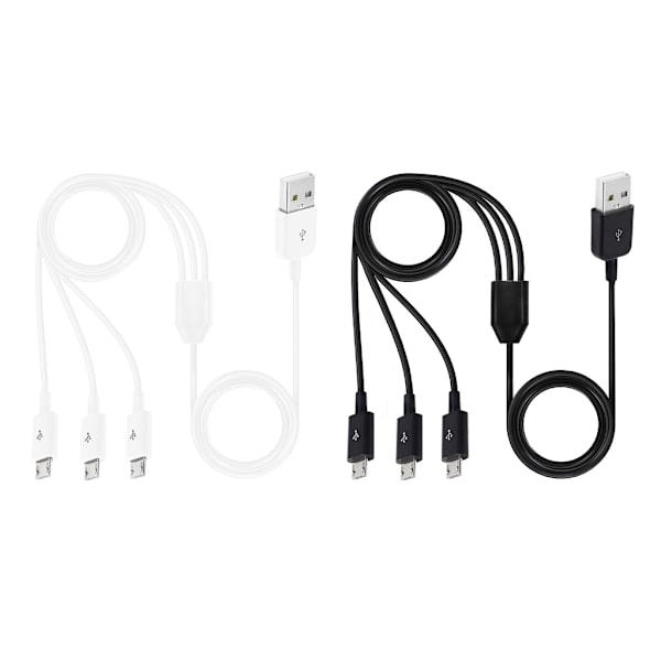 Micro USB Splitter Kabel Data Synk Adapter Kabel Split Micro USB Anslutning White