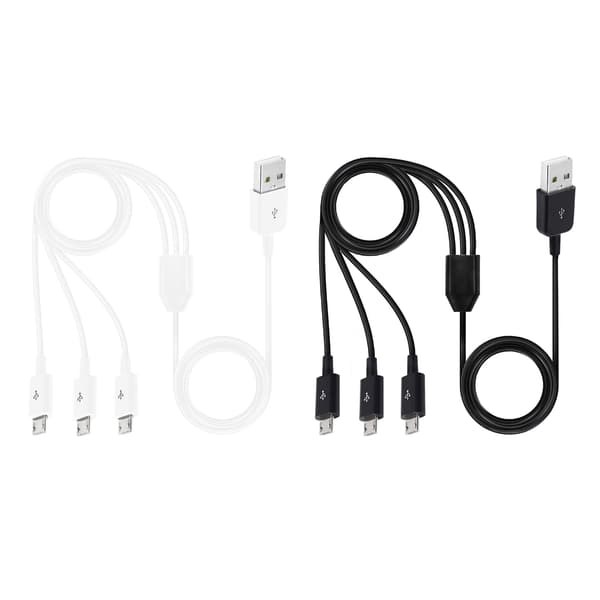 Micro USB Splitterkabel Datasynkroniseringsadapterkabel Split Micro USB-tilkobling White