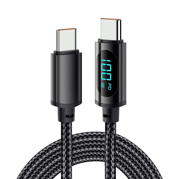 00W USB-C till USB-C-kabel med Display 3.3ft 5A PD - Typ C till Typ C-kabel Supersnabb Laddning USB-C-kabel för Smartphone