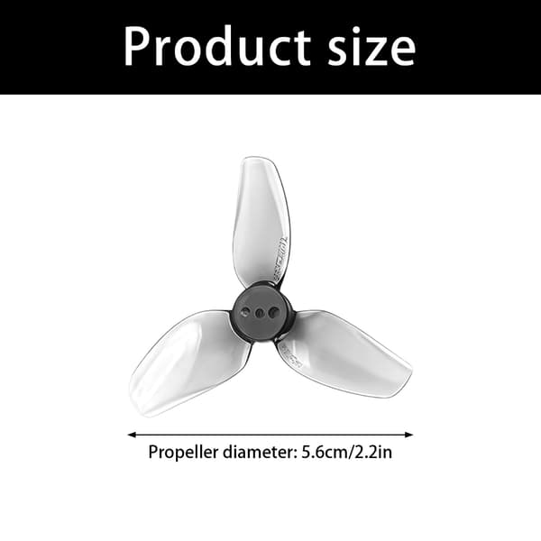 4 stk. polykarbonat 2,2 tommer 3-blads propeller 56 mm enkel å installere design