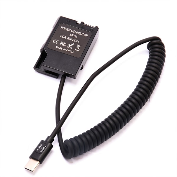 Typ-C USB till EN-EL14 Dummy Batteri Strömadapter för D3100
