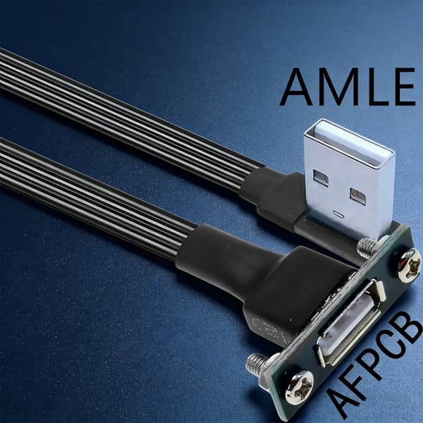 Rettvinklet/rett USB 2.0 skjøtekabel panelmontering for plassbesparende oppsett 3m - ST