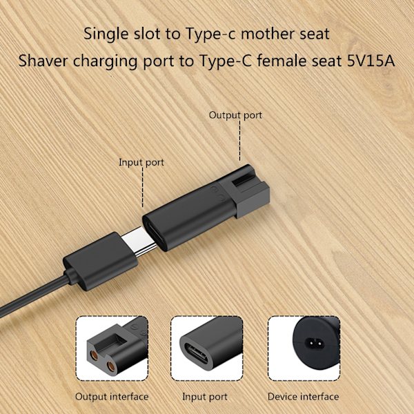 6-pack Typ-C Laddare Adapter Rakning Ström Adapter för Elektrisk Hårtrimmer Skäggtrimmer, Rakapparater, Skönhetsinstrument