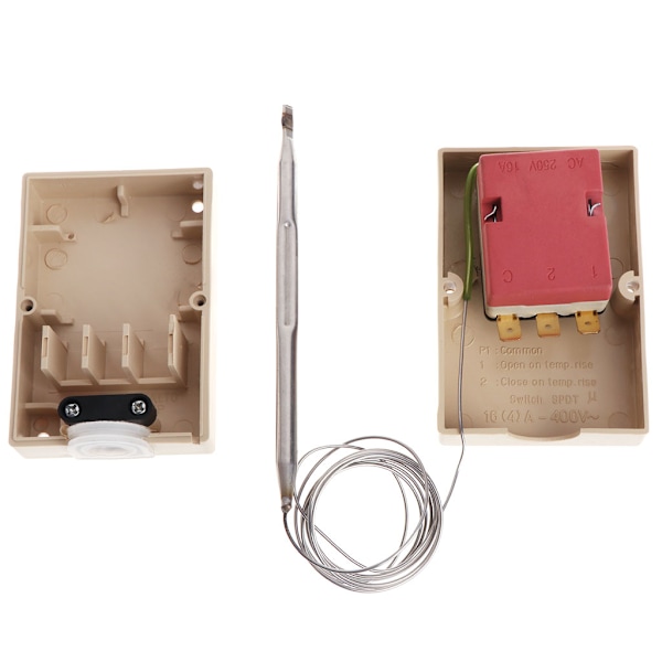 Termostatstyrning för industriell användning, temperaturbrytare, kapillärtermostat, vattentät låda, AC220V, mätintervall 0-40℃