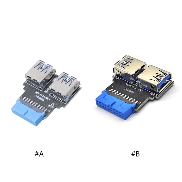 USB Adapter HUB Header 19Pin til USB Connector 2 Port USB3.0 Konverter Board PC null - A