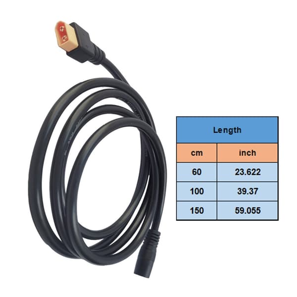 DC8mm Strømforsyningskabel DC7909 til XT60 Adapter til Brug med Solpanel 14AWG Valgfri Længde 1m