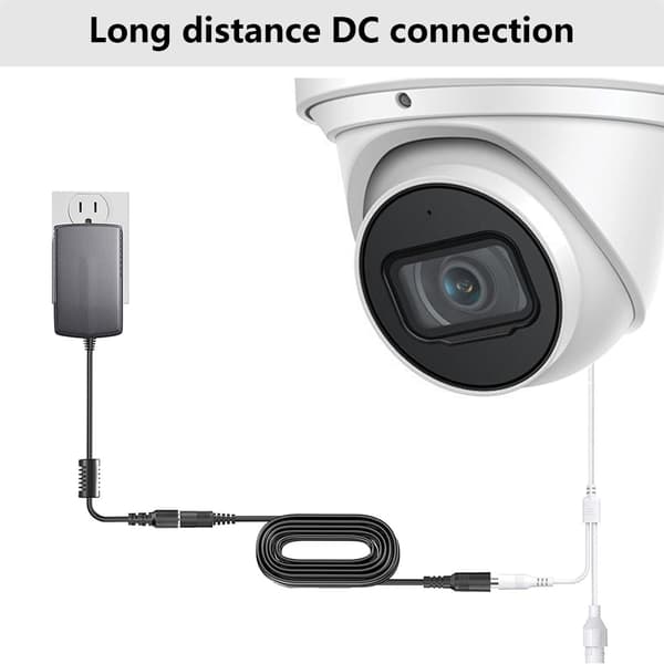 5.5x2.1mm Strömkabel Hona Till Hane för CCTV Säkerhetskameror Black 50 cm