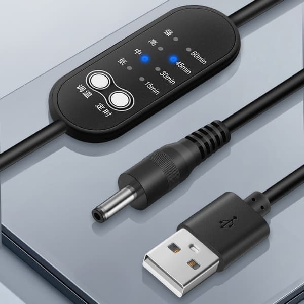 Fleksibel USB til DC35135 ladekabel med timer og temperaturjustering