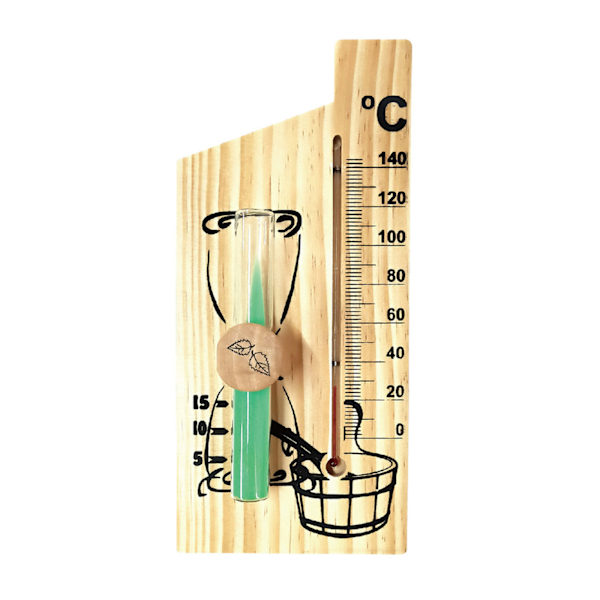 2-i-1 Saunatermometer Sandtimer Timglas Trätermometer Temperaturmätare
