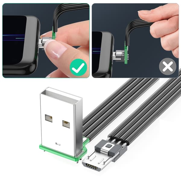 USB til USB 5-pinners rettvinklet kabel 480 Mbps dataoverføring og lading USB 2.0 10cm USB left