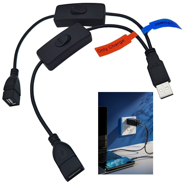 USB 2.0 Förlängningskabel USB 2.0 Y-delare Hub Adapterkabel 2 Hon till 1 Han