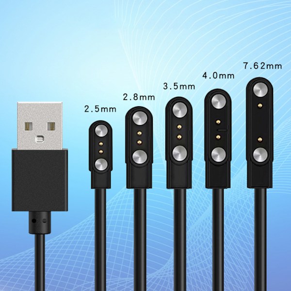 Magnetisk USB Laddningskabel Laddare Ström Fäste Adapter Säkerhet för 2-Pin Klocka White - 7.62mm
