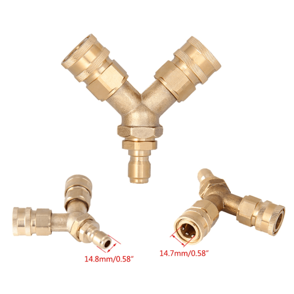 Högtryckstvättadapter Snabbkopplingskontakt Triple Splitter Adapter 3/8-tums biltvättuttag