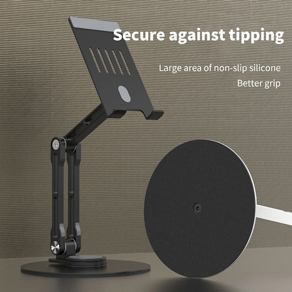 Mobiltelefonstativ Stativ Fällbart Telefon Tablet Stöd Fäste Skrivbord Telefonhållare Stöttålig 3Axis 360 Grader Vridbar Vagga Black