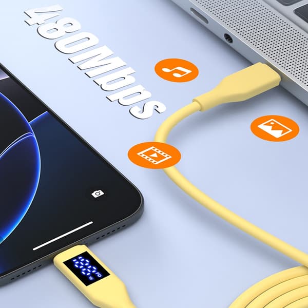 Hurtigopladning 60W USB C til USB C-kabel Silikone Datakabel Lang tids brug White