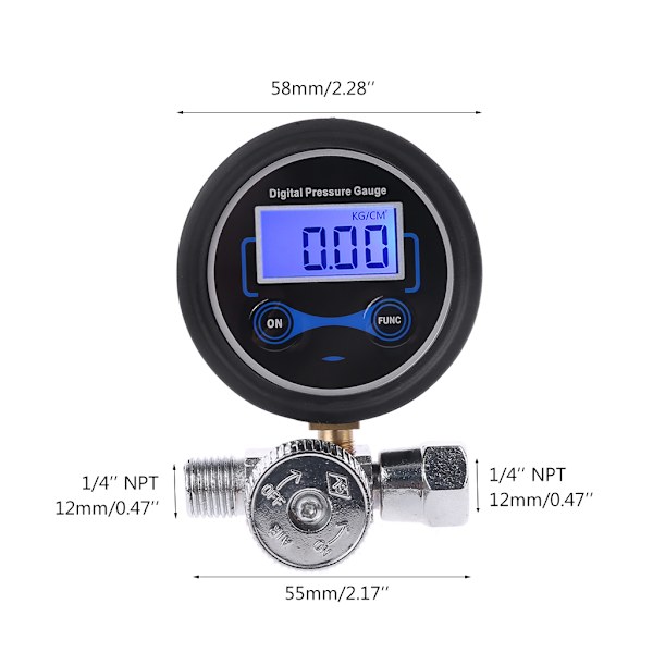 Digital Lufttrycksregulator med Mätare Kontrollventil för Sprutpistol 1/4\" 200PSI