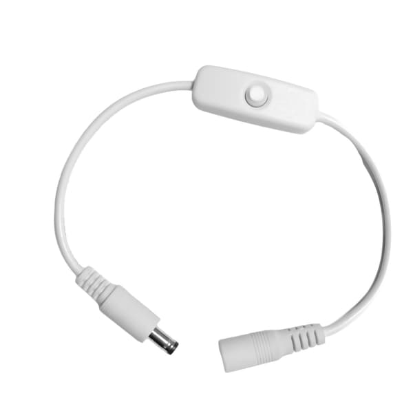 DC5521 strømkabel 5.5x2.1mm han til hun med afbryder til LED-belysning og CCTV-systemer Black