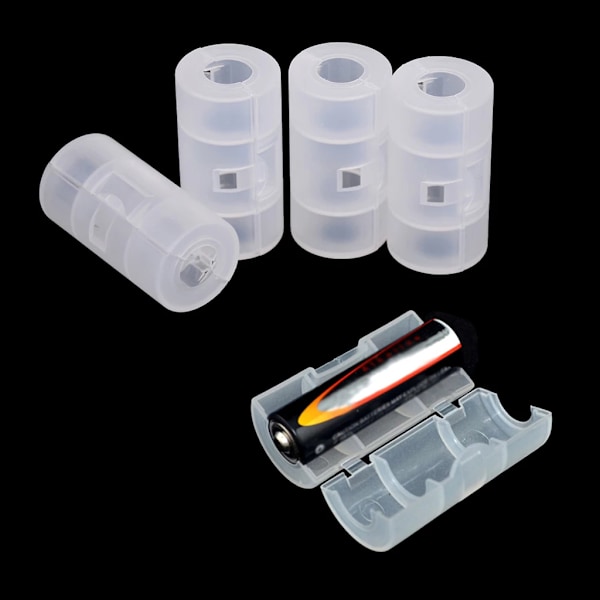 4 st. Standard AA-batteri till storlek C-batteri omvandlare Plastbatteriadapterlåda