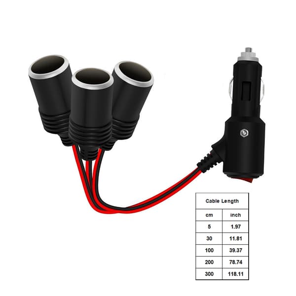 Højtydende bil lighter splitter dobbeltstik med afbryder til rejser 5cm