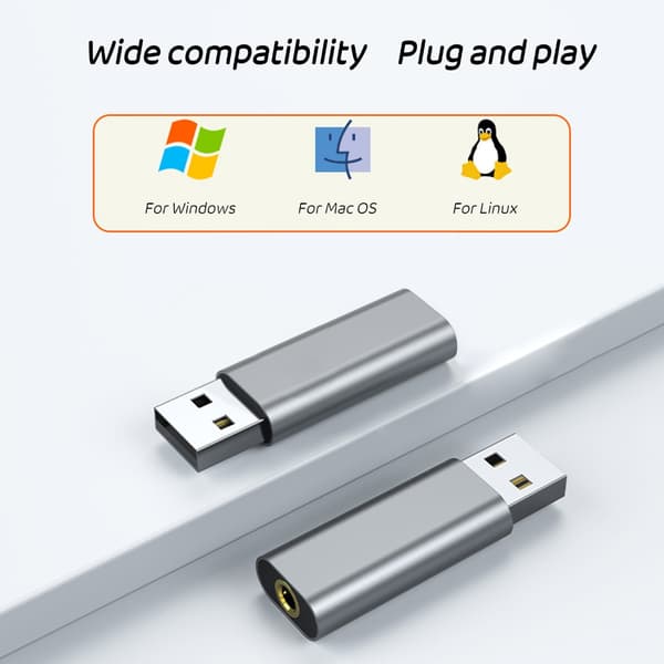 Bærbar USB-lydadapter USB til 3,5 mm jack-lydadapter til computerbærbar