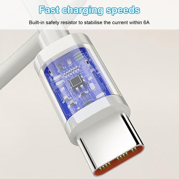 Kätevä USB C -kaapeli, pitkä Type C - USB A -latauskaapeli, 6,0 A:n pikalataus USB Type-C 1m