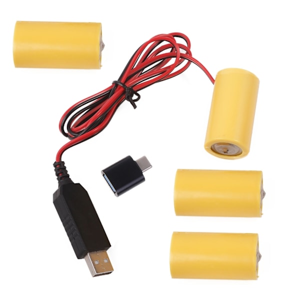 Universal 6V LR14 C Batterielliminator USB Strömförsörjningskabel, 4 st LR14 C Batteriutbytesadapter