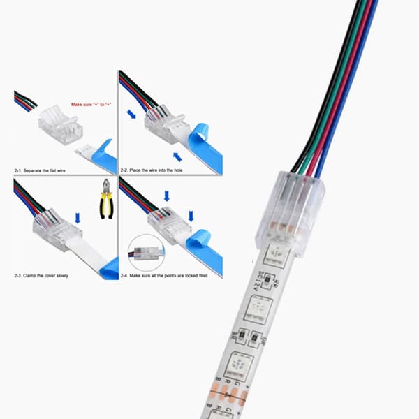 4Pin LED-lysstik til farvelys, loddefri hurtigforbindelse, 10 cm lang
