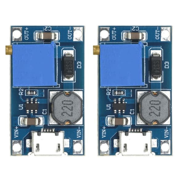 2kpl Tehokas Pienikokoinen Boost-muunninmoduuli 2V-24V - 5V 9V 12V 28 null - MICRO interface