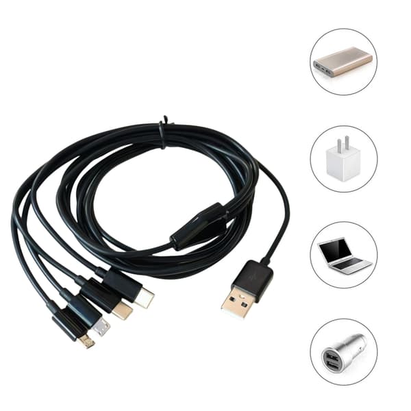 MultiDevice USB-opladerkabel 4-i-1-design understøtter Type C- og Micro USB-stik til alsidige opladningsbehov White