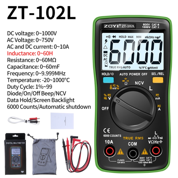 Pålitlig induktansmätare Automatisk 60H-mätning Anti-buring Multimeter ABS standard 60H inductance sensor